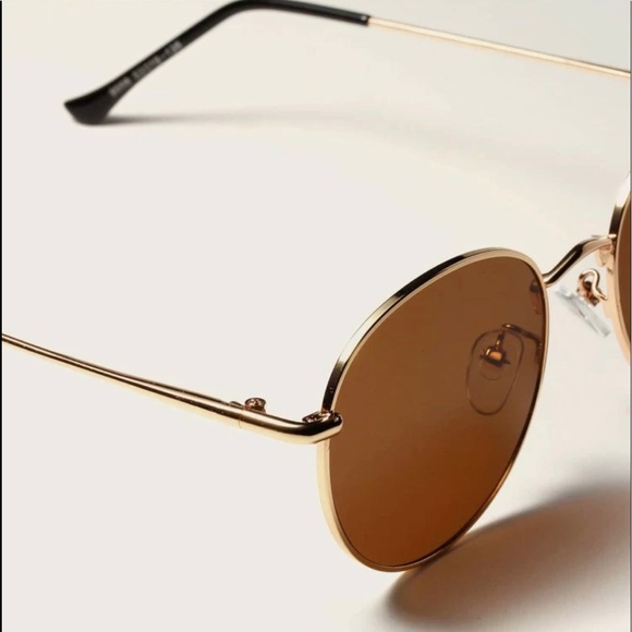 MiMi Woman’s Round Gold Metal Frame Sunglasses - Picture 3 of 5